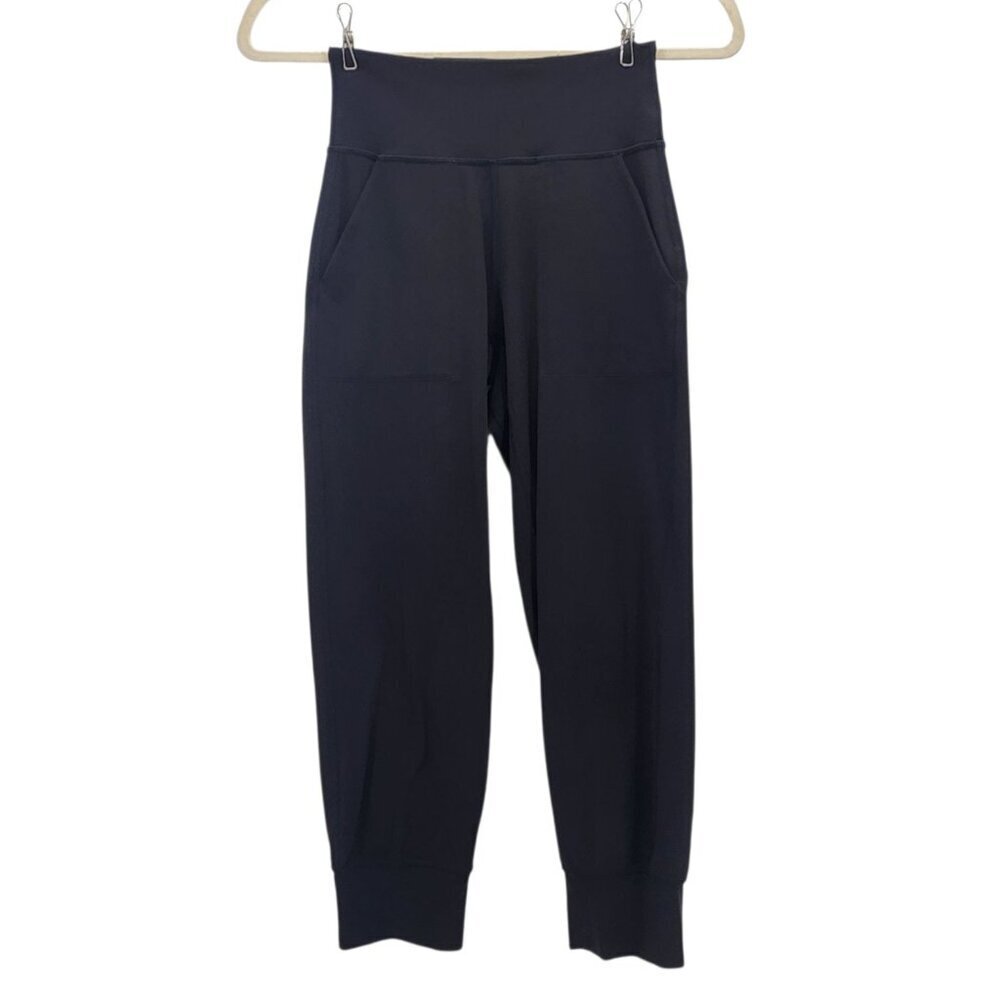 Lululemon Womens 2 Pants High Rise Crop Black Joggers Pull On Activewear Yoga